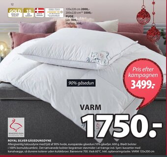 JYSK Royal Silver Gåsedunsdyne tilbud