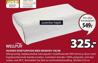 JYSK Husnes Konturpude Med Memory Skum tilbud