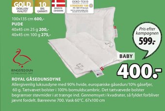 JYSK Royal Gåsedunsdyne tilbud