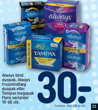 Tampax tamponer