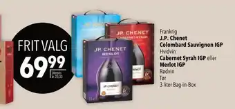 J.p. chenet colombard sauvignon igp, cabernet syrah igp eller merlot igp