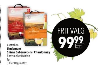 Citti Lindemans shiraz cabernet eller chardonnay tilbud