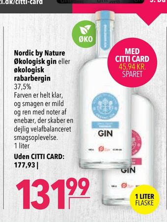 Citti Nordic by nature økologisk gin eller økologisk rabarbergin tilbud