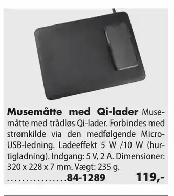 Biltema Musemåtte med Qi-lader tilbud