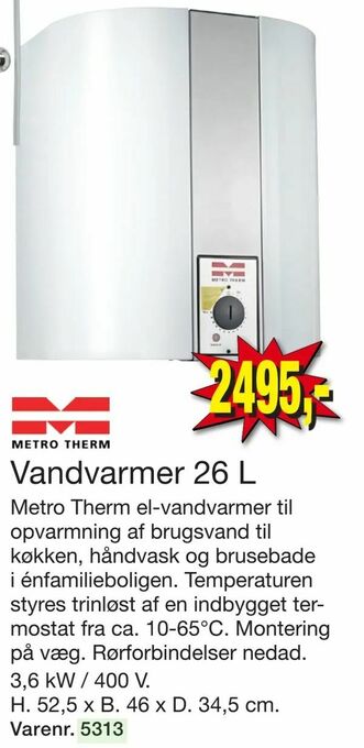 Harald Nyborg Vandvarmer 26 L tilbud