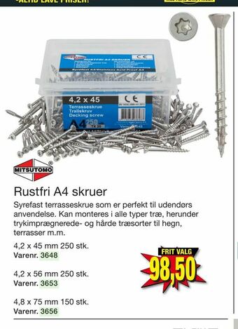 Harald Nyborg Rustfri A4 skruer tilbud