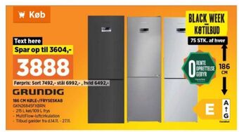 Power Grundig køle/fryseskab tilbud