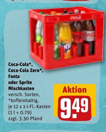 REWE DE Coca-Cola ,Coca-Cola Zero Fanta oder Sprite Mischkasten tilbud