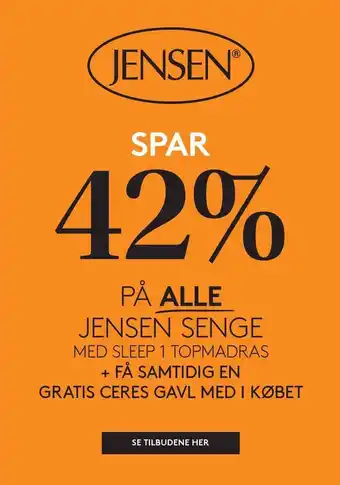 SengeSpecialisten Spar 42% på alle jensen senge m. sleep 1 topmadras tilbud
