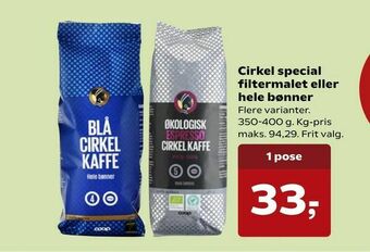 Dagli'Brugsen Cirkel special filtermalet eller hele bønner tilbud