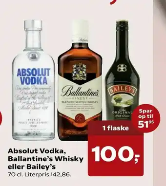 Dagli'Brugsen Absolut Vodka, Ballantine's Whisky eller Bailey's tilbud