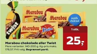 Dagli'Brugsen Marabou chokolade eller Twist tilbud