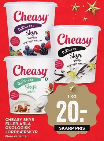 MENY Cheasy skyr el. arla øko jordbærskyr tilbud