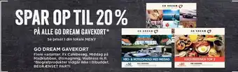 Spar 20% på alle go dream gavekort