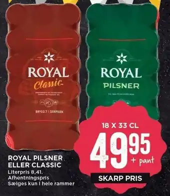 MENY Royal pilsner el. classic tilbud