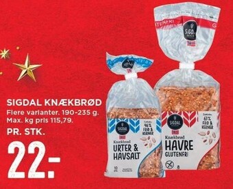 MENY Sigdal knækbrød tilbud