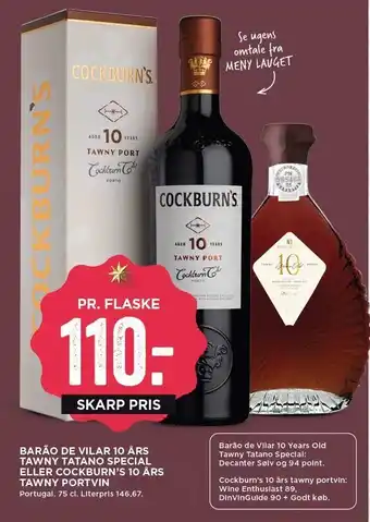MENY Barão de vilar 10 års tawny tatano special el. cockburn's 10 års tawny portvin tilbud