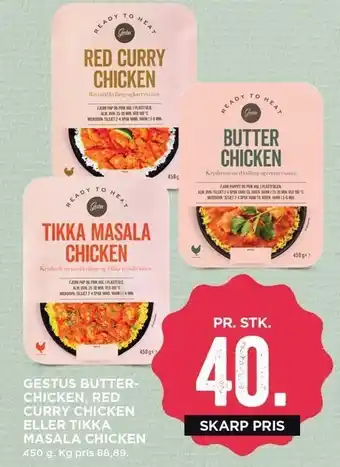 Butterchicken, red curry chicken el. tikka masala chicken