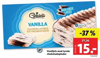 Lidl Gelatelli vaniljeis m. tynde chokoladeplader tilbud