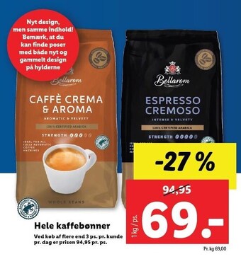 Lidl Hele kaffebønner tilbud