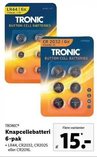 Lidl Tronic knapcellebatteri tilbud