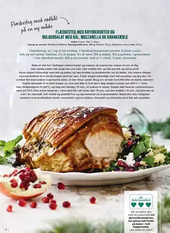 MENY Flæskesteg med krydderurter og bulgursalat med kål, mozzarella og granatæble tilbud
