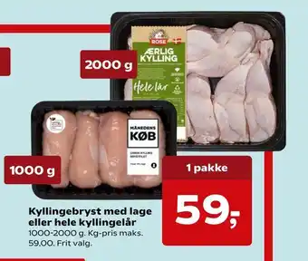 SuperBrugsen Kyllingebryst med lage eller hele kyllingelår tilbud