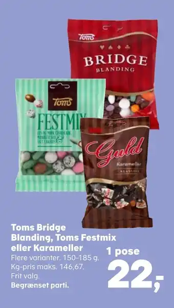 SuperBrugsen Toms bridge blanding, toms festmix eller karameller tilbud