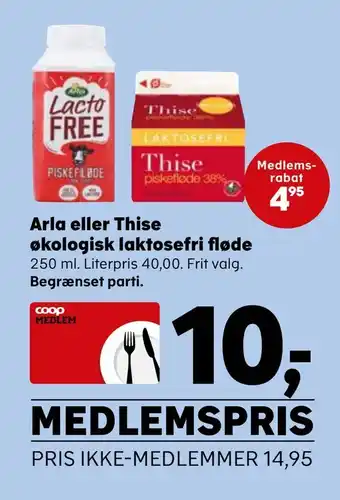 SuperBrugsen Arla eller thise økologisk laktosefri fløde tilbud