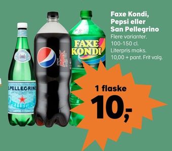 SuperBrugsen Faxe kondi, pepsi eller san pellegrino tilbud