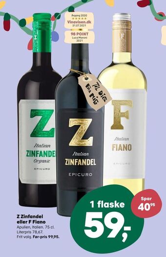 SuperBrugsen Z zinfandel eller f fiano tilbud