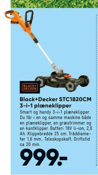 Black+Decker STC1820CM 3-i-1 plæneklipper