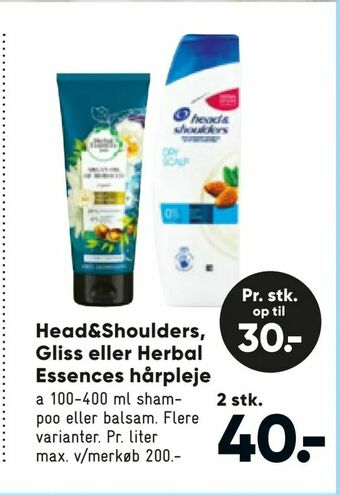 Bilka Head&Shoulders, Gliss eller Herbal Essences hårpleje tilbud