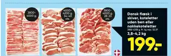 Bilka Dansk flæsk i skiver, koteletter uden ben eller nakkekoteletter 3,8-4,2 kg tilbud