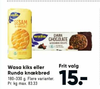 Bilka Wasa kiks eller Runda knækbrød tilbud