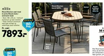 Bilka Mood Boston sæt med 6 sorte Mood stole - antracit/teak tilbud