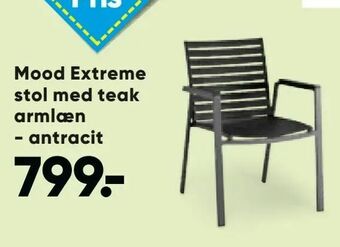 Bilka Mood Extreme stol med teak armlæn - antracit tilbud