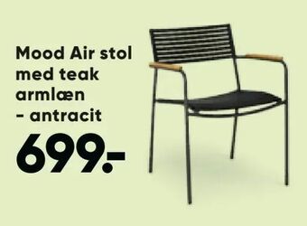 Bilka Mood Air stol med teak armlæn - antracit tilbud