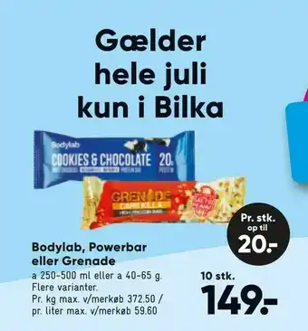 Bodylab, Powerbar eller Grenade