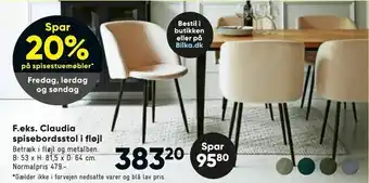Bilka Claudia spisebordsstol i fløjl tilbud