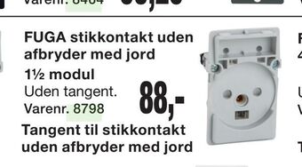 Harald Nyborg Fuga stikkontakt uden afbryder med jord 1½ modul tilbud
