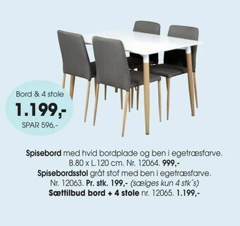 Daells Bolighus Sættilbud bord + 4 stole tilbud