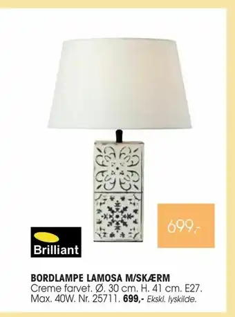 Daells Bolighus Bordlampe lamosa m/skærm tilbud