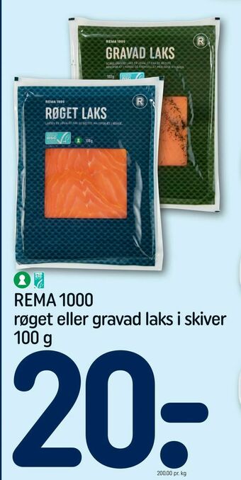 REMA 1000 REMA 1000 røget eller gravad laks i skiver tilbud