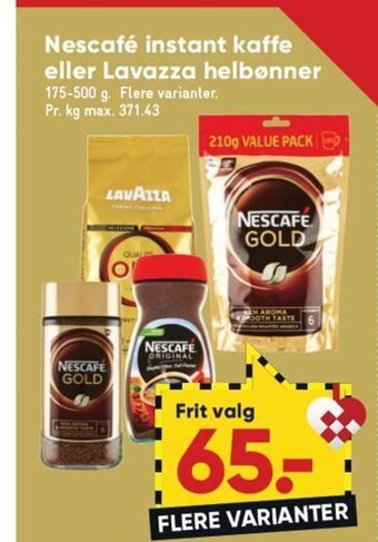 Bilka Nescafé Instant Kaffe Eller Lavazza Helbønner tilbud