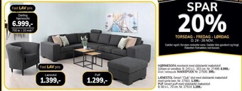 Daells Bolighus Hjørnesofa tilbud