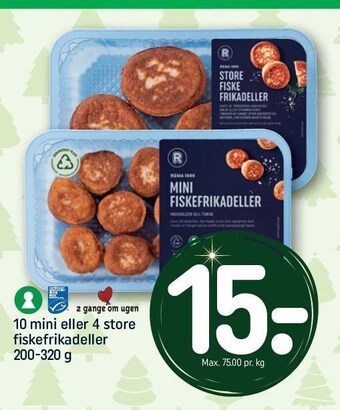 REMA 1000 10 mini el. 4 store fiskefrikadeller tilbud