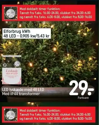 REMA 1000 Led lyskæde m. 48 led m ip44 transformer tilbud