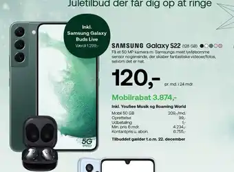 YouSee Samsung galaxy s22 betalt pr. måned tilbud