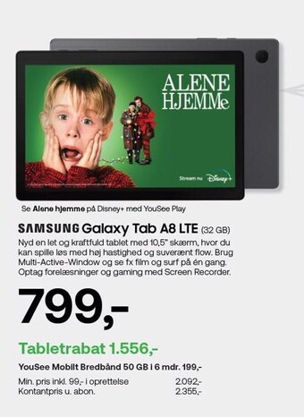 YouSee Samsung galaxy tab a8 lte tilbud